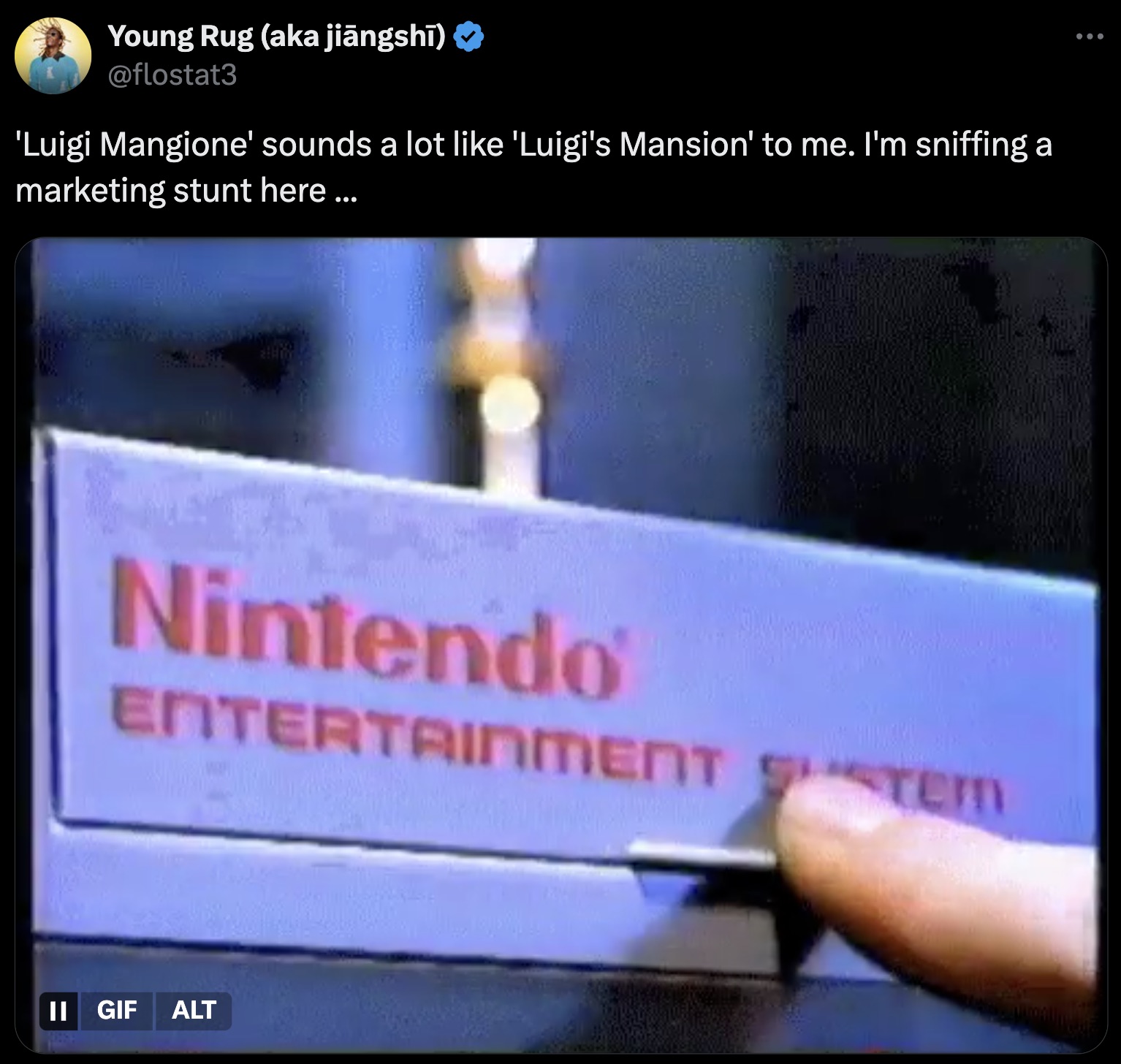 display device - Young Rug aka jingsh 'Luigi Mangione' sounds a lot 'Luigi's Mansion' to me. I'm sniffing a marketing stunt here... Nintendo Entertainment Stem Ii Gif Alt